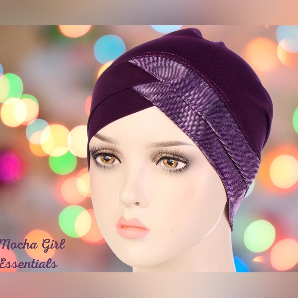 New Criss Cross Turban Hat with a Slight Touch of Shimmering Metallic